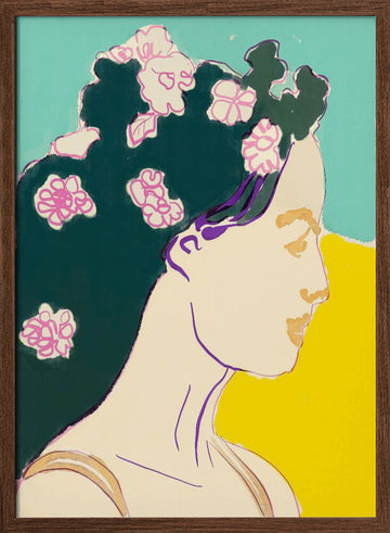 Serene Floral Portrait | Poster - Walnut Frame Interior