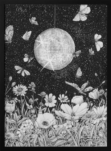 Starry Disco Garden | Poster - Black Metal Frame Interior