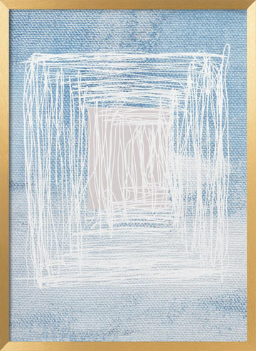White Linear Patterns With Geometric Design | Poster - Gold Frame Interior