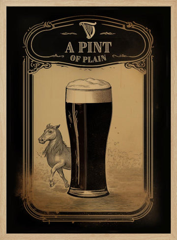 Irish Stout and Horse | Poster - Wood Frame Interior