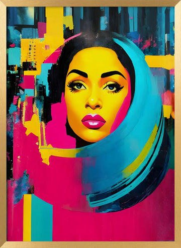 Vibrant Pop Art Woman | Poster - Gold Frame Interior