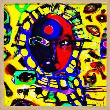 Vibrant Abstract Face | Poster - Wood Frame Interior