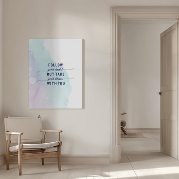 Pastel Heart Brain Quote | Canvas - Room Interior 1