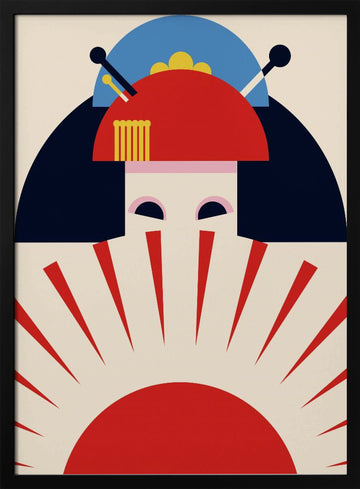 Japanese Geisha Rising Sun | Poster - Black Metal Frame Interior