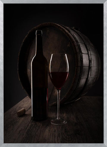 Rustic Wine and Barrel | Poster - Silver Frame Interior