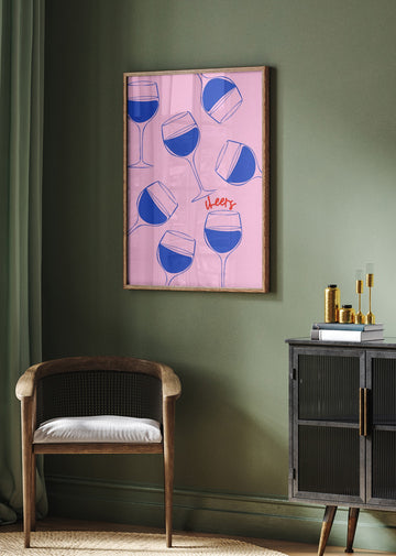 Cheers Pink Wine | Poster - Room Interior 2
