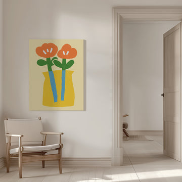 Two Stylized Orange Flowers | Canvas - Room Interior 1