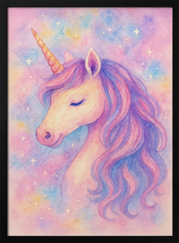 Dreamy Pastel Unicorn | Poster - Black Metal Frame Interior
