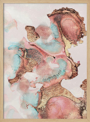 Liquid Gold and Teal | Poster - Wood Frame Interior