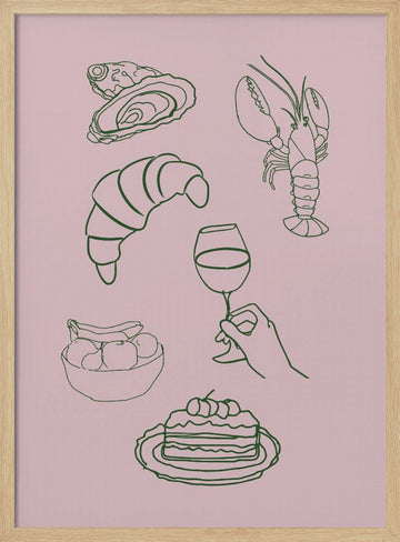 Gourmet Delight Icons | Poster - Wood Frame Interior
