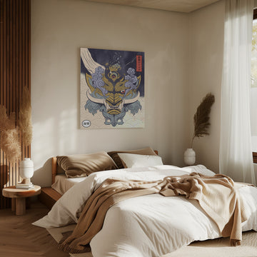 Fierce Japanese Demon Mask | Canvas - Room Interior 2
