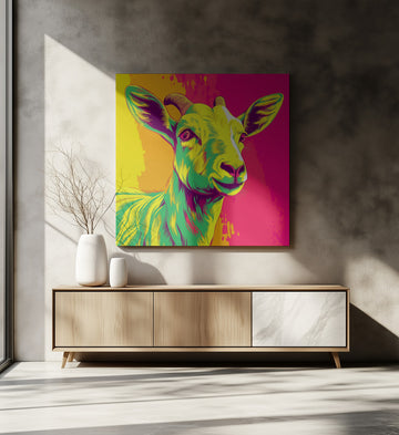 Colorful Smiling Goat | Canvas - Room Interior 2