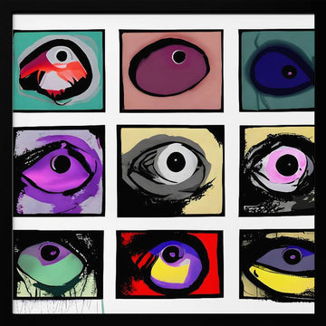 Colorful Abstract Eyes | Poster - Black Metal Frame Interior