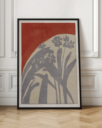 Red And Grey Botanicals | Poster - Room Interior 1