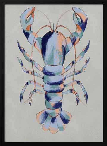 Colorful Blue Lobster | Poster - Black Metal Frame Interior