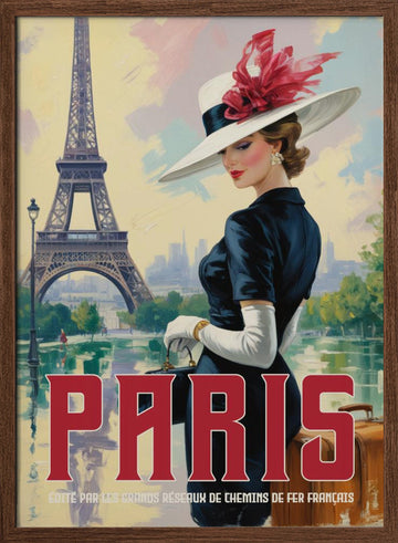 Vintage Paris Glamour | Poster - Walnut Frame Interior
