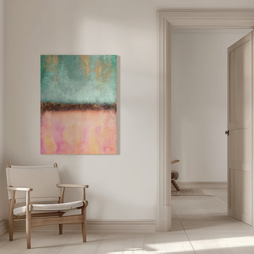 Teal Pink Gold Drips | Canvas - Room Interior 1