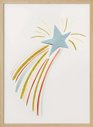 Glittering Shooting Star | Poster - Wood Frame Interior