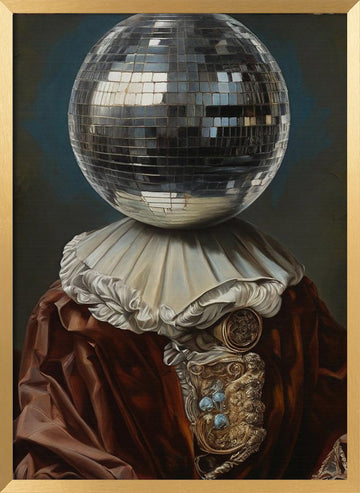 Surreal Disco Ball Portrait | Poster - Gold Frame Interior