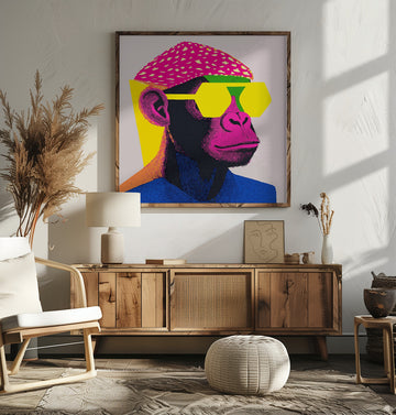 Stylish Monkey Portrait | Poster - Room Interior 2
