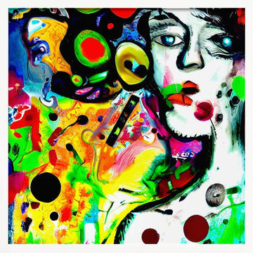 Vibrant Abstract Face | Poster - White Frame Interior
