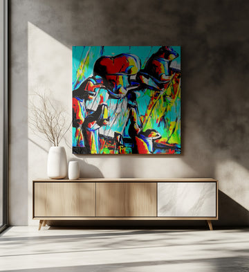 Colorful Abstract Bears | Canvas - Room Interior 2
