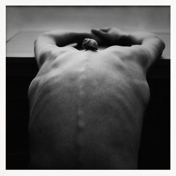 Snail on Human Back | Poster - White Frame Interior