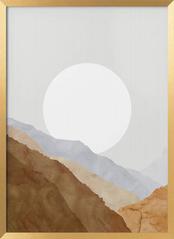 Watercolor Mountain Horizon | Poster - Gold Frame Interior