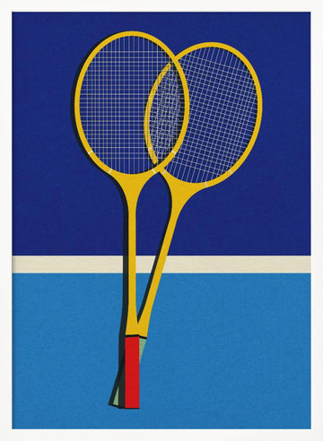 Wooden Badminton Rackets | Poster - White Frame Interior