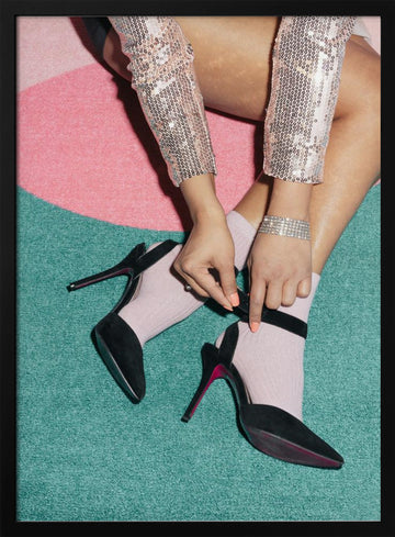 Stylish Heels and Socks | Poster - Black Metal Frame Interior
