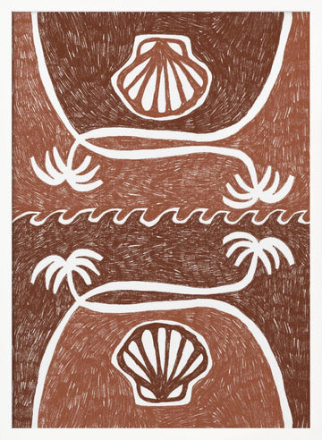 Tropical Beach Scallops | Poster - White Frame Interior