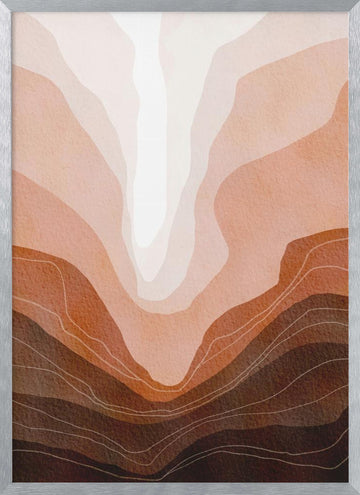 Earthy Mountain Layers | Poster - Silver Frame Interior