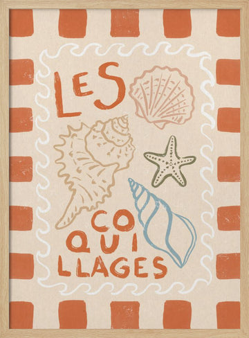 Rustic French Seashells | Poster - Wood Frame Interior
