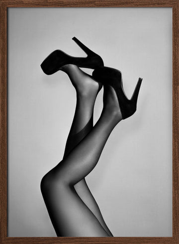 Elegant High Heel Legs | Poster - Walnut Frame Interior