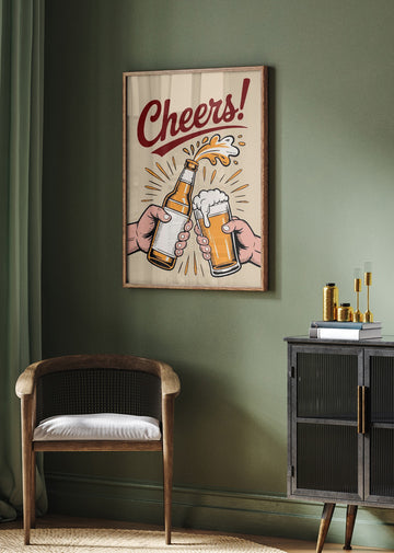 Golden Beer Cheers | Poster - Room Interior 2