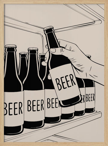 Grabbing a Cold Beer | Poster - Wood Frame Interior