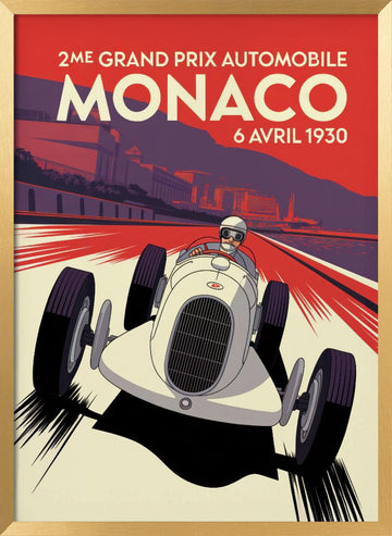 Monaco Grand Prix Racer | Poster - Gold Frame Interior