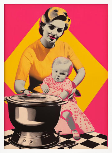 Retro Kitchen Motherhood | Poster - White Frame Interior