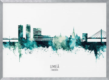 Umeå Sweden Skyline | Poster - Silver Frame Interior