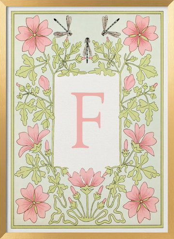 Elegant Floral F | Poster - Gold Frame Interior