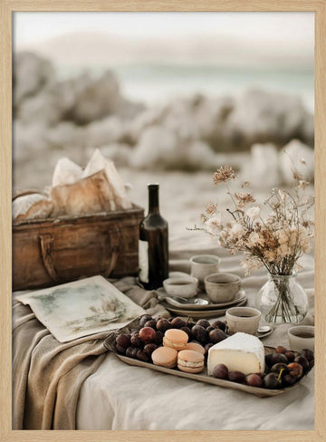 Elegant Coastal Picnic | Poster - Wood Frame Interior
