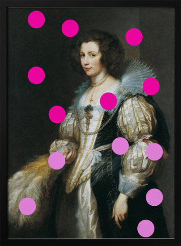 Elegant Lady with Pink Dots | Poster - Black Metal Frame Interior