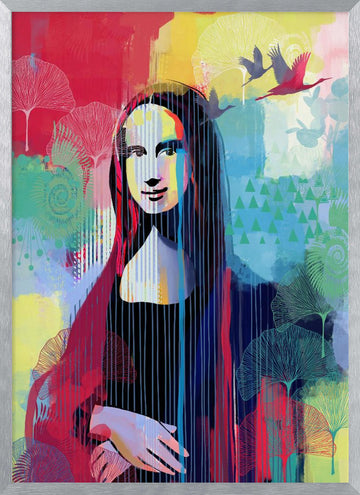 Vibrant Mona Lisa Portrait | Poster - Silver Frame Interior