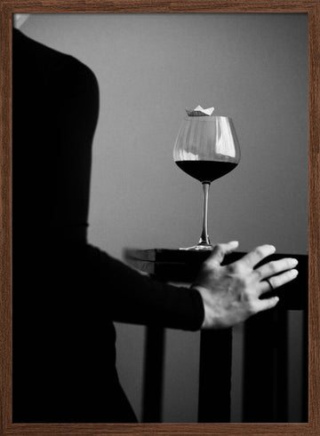 Mysterious Wine Boat | Poster - Walnut Frame Interior