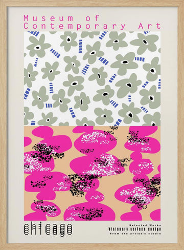 Vibrant Abstract Flowers | Poster - Wood Frame Interior