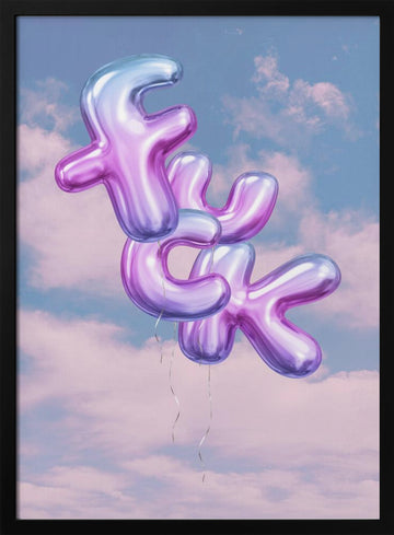 Floating Fuck Balloons | Poster - Black Metal Frame Interior