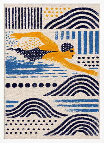 Stylized Swimmer Patterns | Poster - White Frame Interior