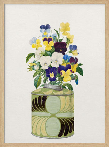 Colorful Pansy Bouquet | Poster - Wood Frame Interior
