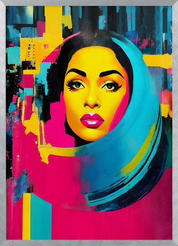 Vibrant Pop Art Woman | Poster - Silver Frame Interior
