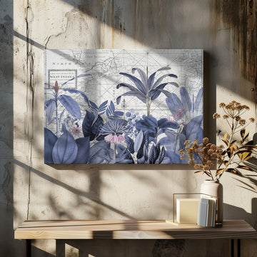 Blue Tropical Map | Canvas - Room Interior 2